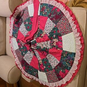 Handmade Bright Pink Christmas Tree Skirt